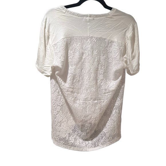 Women's NWT JOIA NYC White Lace Back Hi Lo Hem Shirt Size Large - Picture 2 of 6